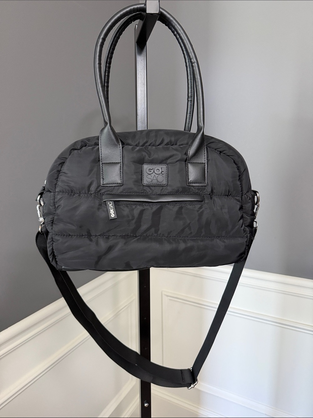 Go! SAC Black Quilted Purse with Detachable Strap
